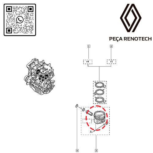 RN 01842R-BB 120101842R PISTAO 050 MOT F4R 2.0 16V JG C4 DUSTER CAPTUR SANDERO RS-D